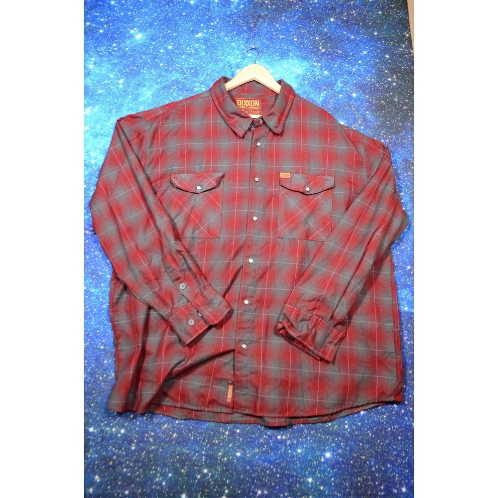 Dixxon Saar Loos + Sons Flannel Shirt Mens 4XL Red Plaid Snap Casual Long Sleeve